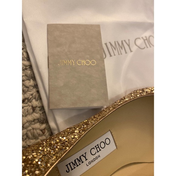 Jimmy Choo Alina Coarse Glitter Fabric Pointed Toe Flats - Picture 6 of 11